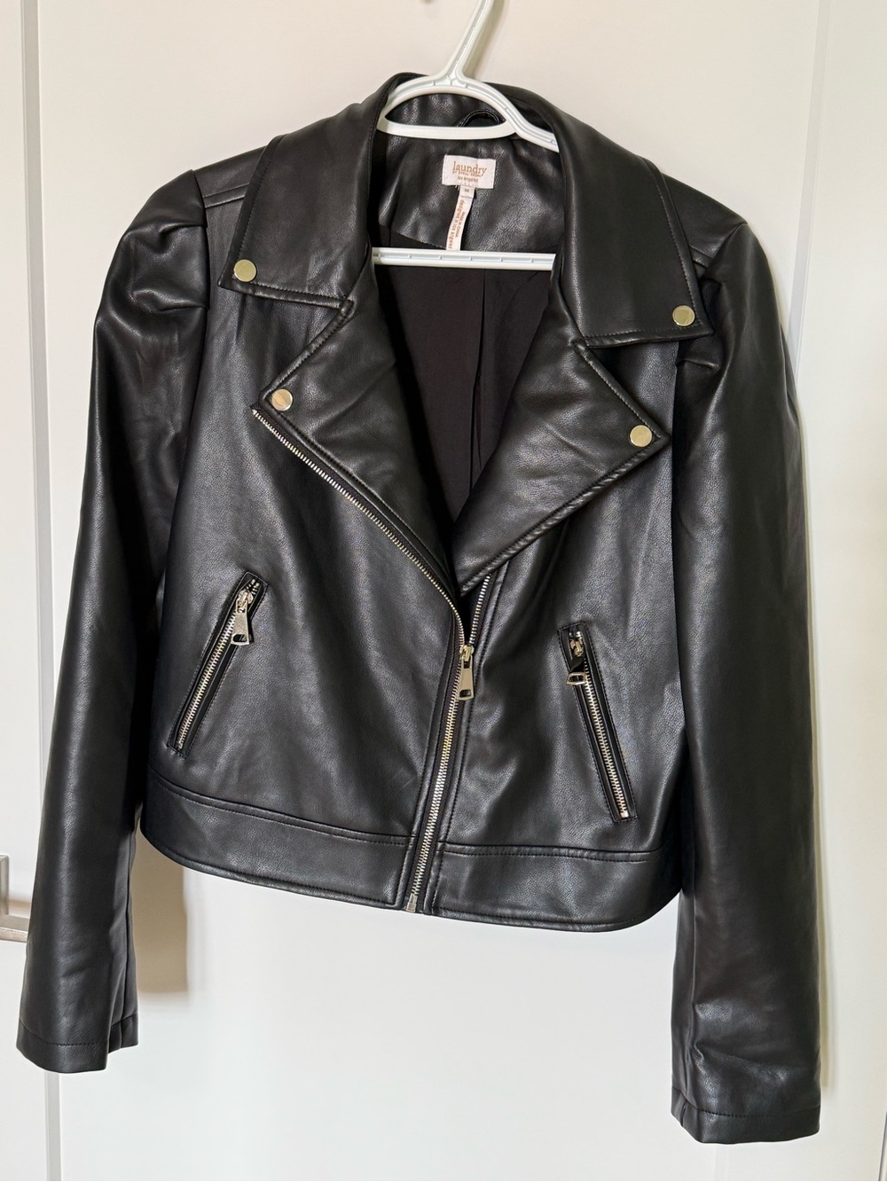 Faux Leather Moto Jacket with silver Hardware
